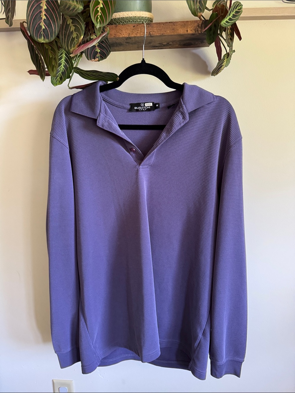 Bugatchi Purple Long Sleeve Polo Shirt